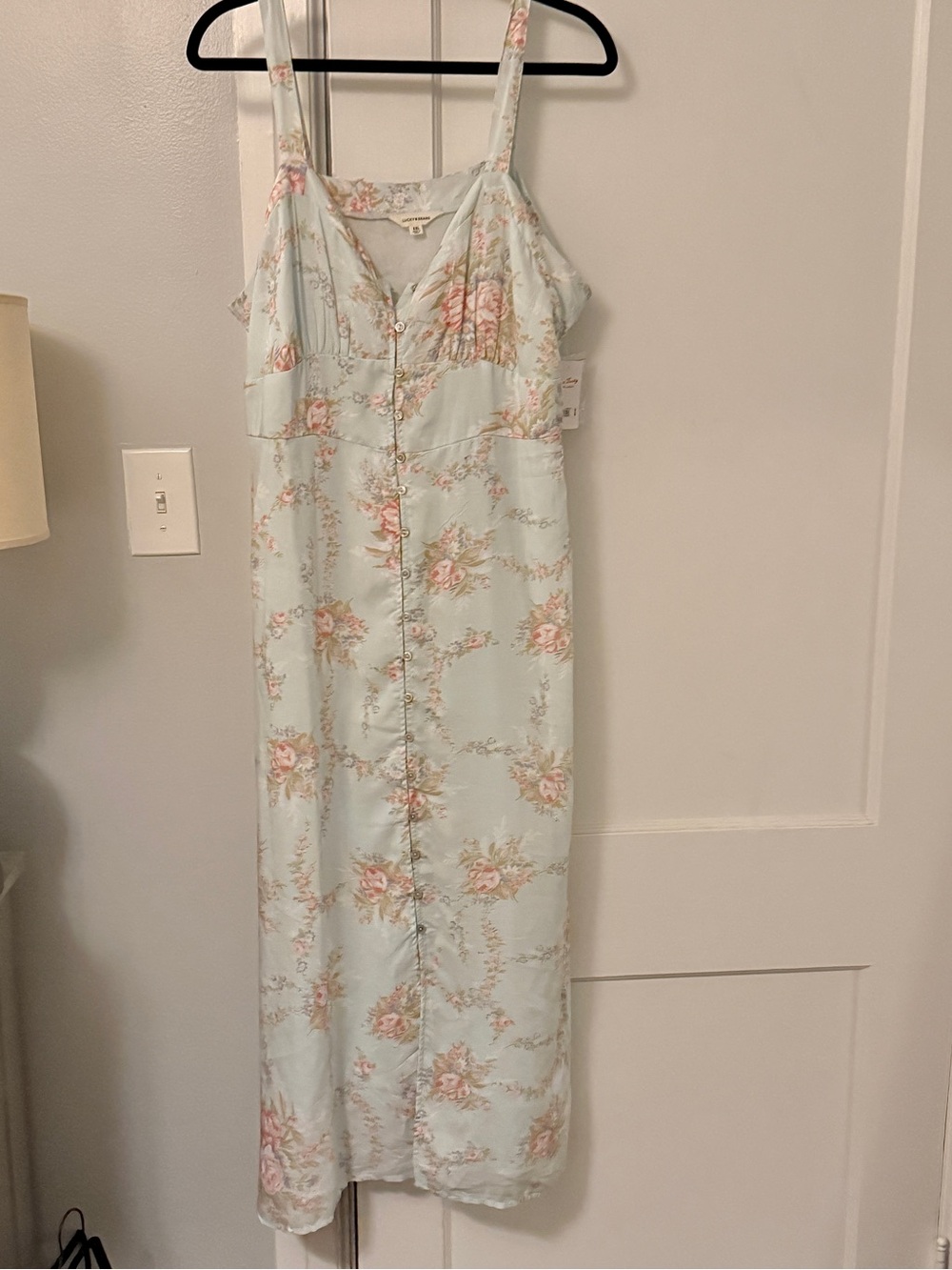 Lucky Brand Light Blue Floral Button-Front Slip Dress